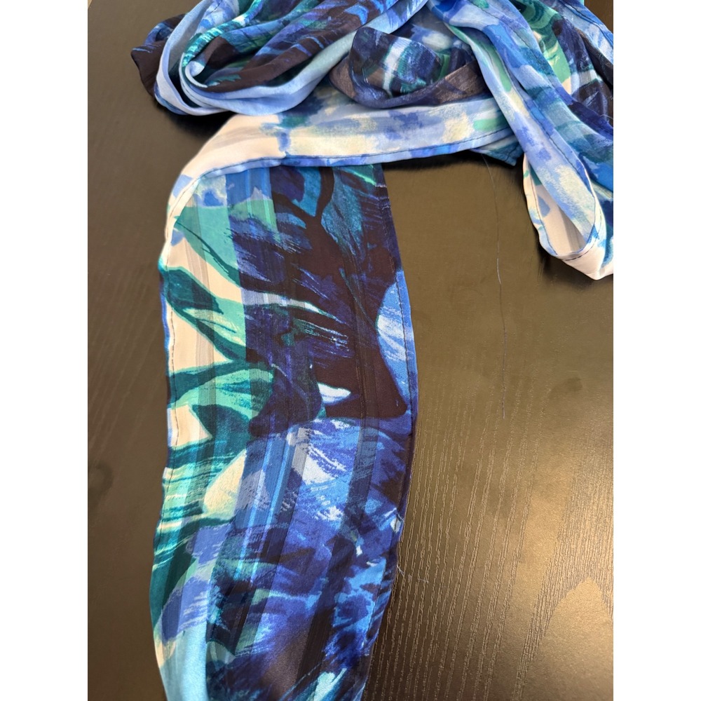 Luxe By Carmen Marc Valvo Blue Watercolor Fit & Flare Dress 20W - Picture 17 of 17
